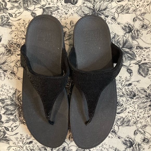 FITFLOP Sz 11 Lottie Thong Slip On Shimmery Crystal Encrusted Slip On Sandals - Picture 4 of 14